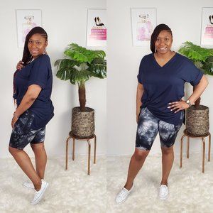 Women's coordinated short set tie dye biker shorts